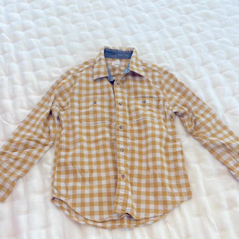 Crew cuts mustard and white flannel size 10